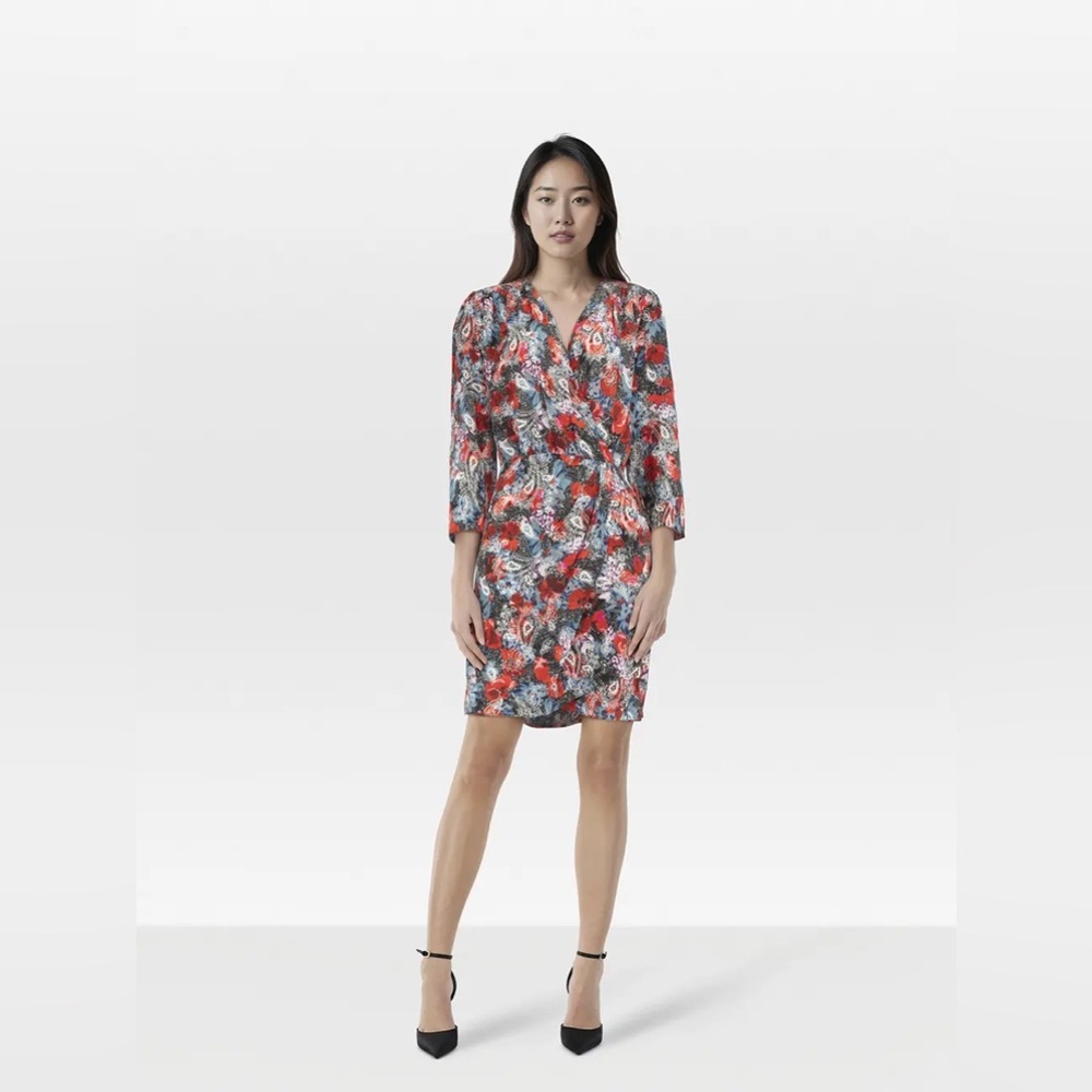 The Kooples Silk Short Dress with Floral Print Size Small